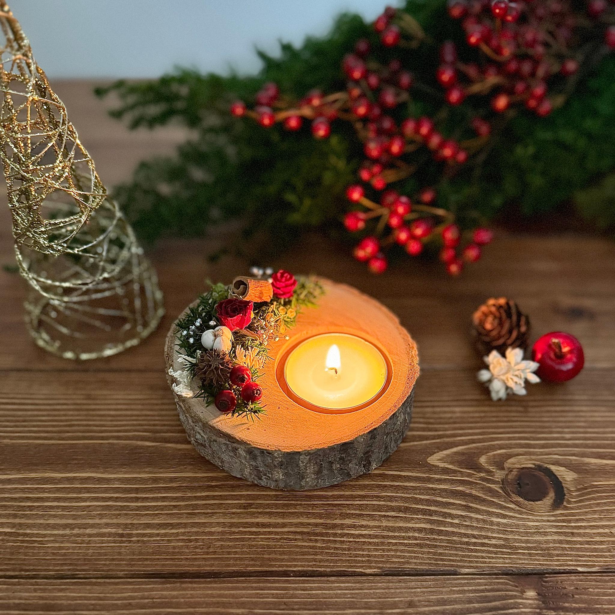 【3日以内発送】天然木のクリスマスキャンドルホルダー | 3枚目